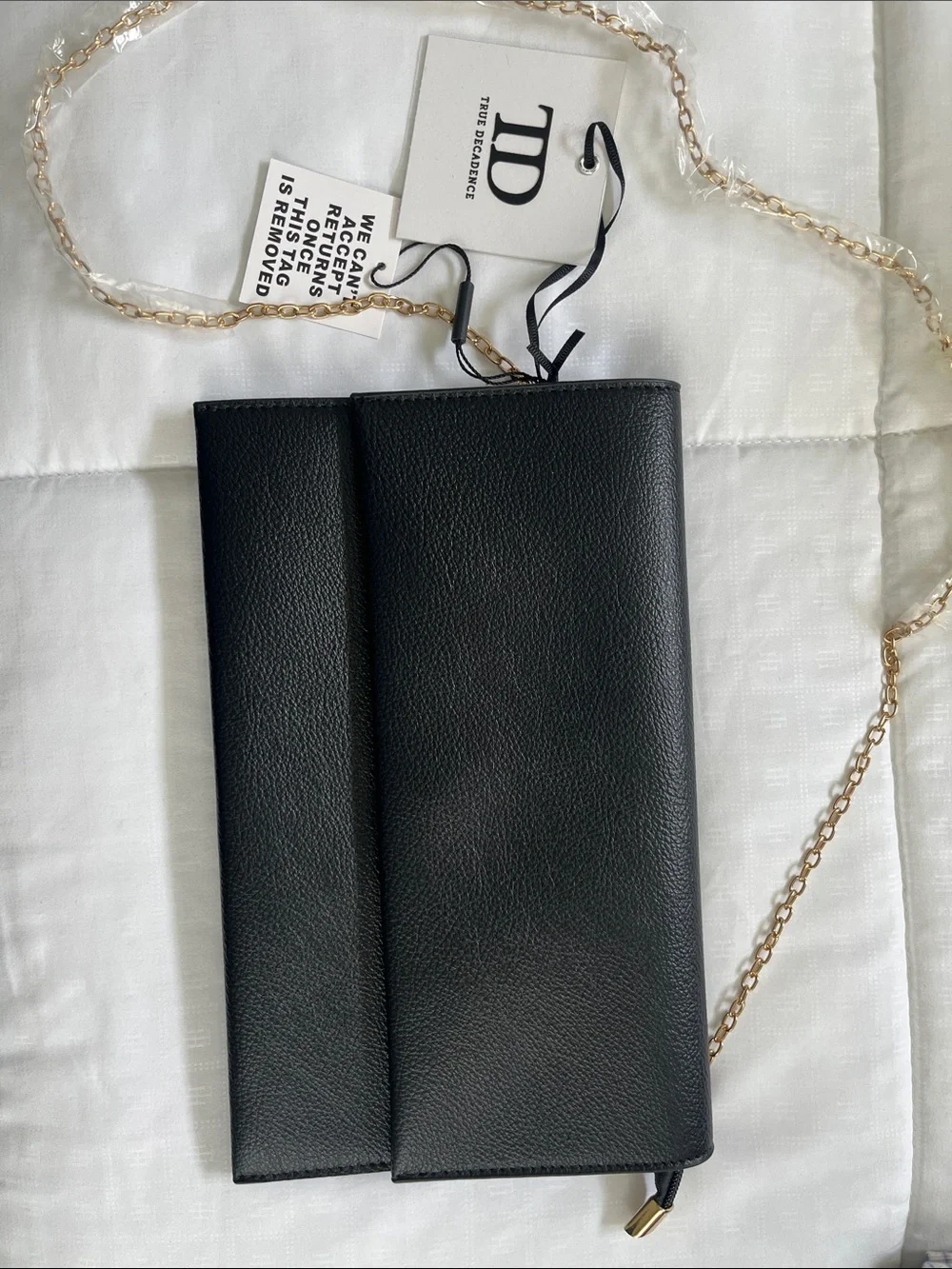 NWT True Decadence Black Chain Strap Crossbody Clutch - Picture 3 of 6